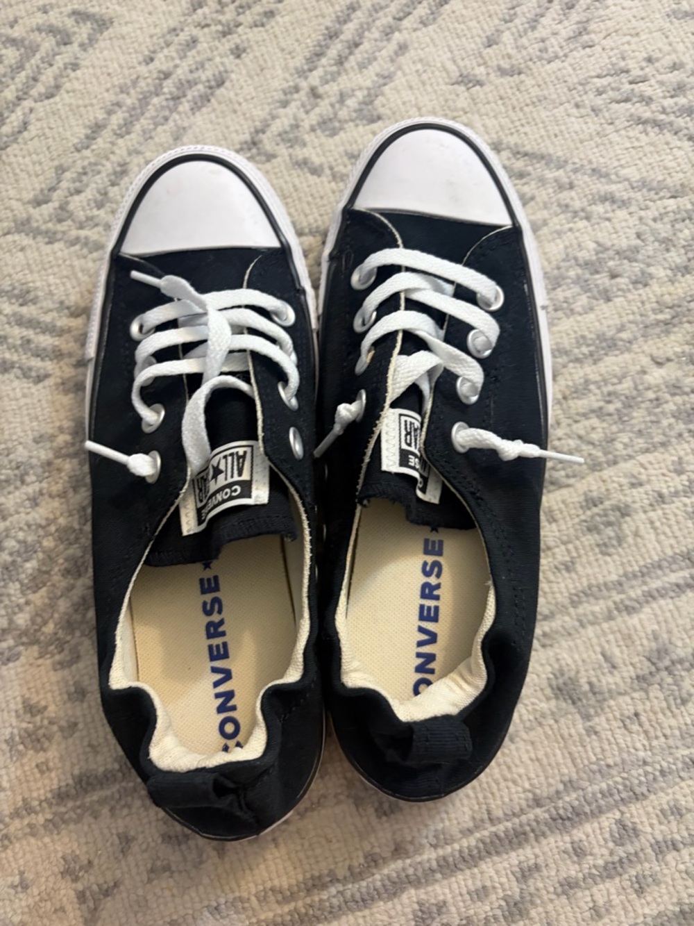 Converse Black and White Low Top Canvas Sneakers. Used one time